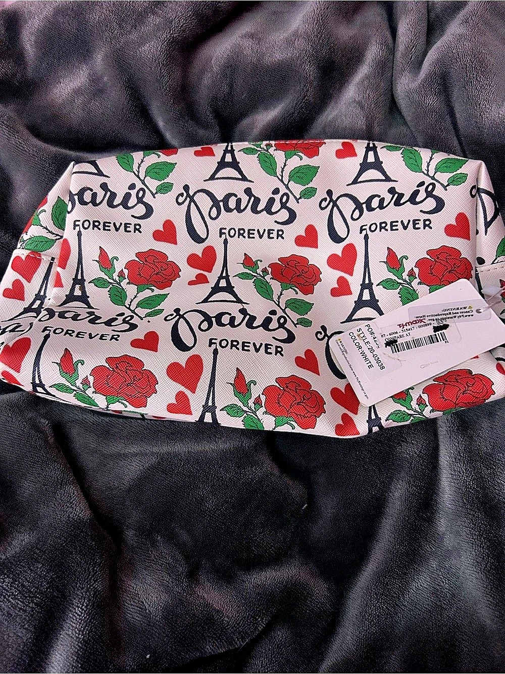 Disney Paris Forever Cosmetic Pouch Floral Cosmetic Pouch in Pink & Red NWT